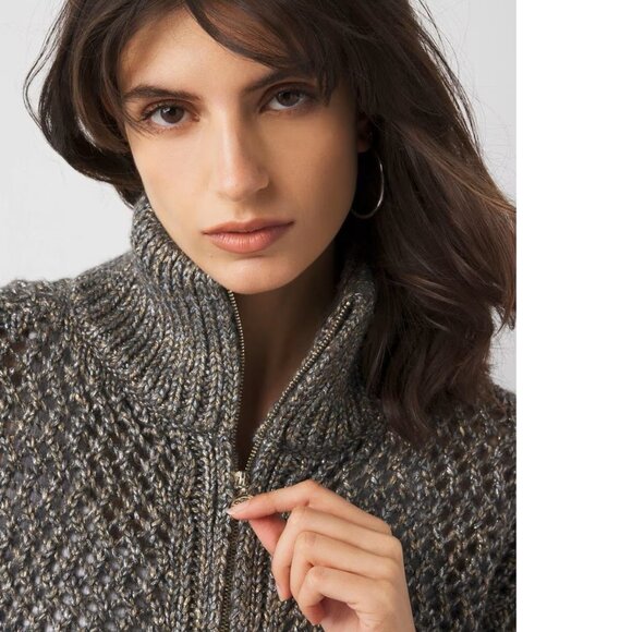 WHBM Open Stitch Zip-Up Cardigan Sweater - Picture 5 of 11